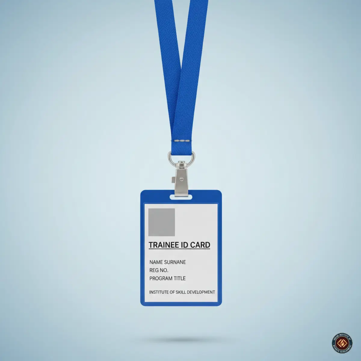 Training Institute PVC ID Card with Clear Print & Strong Lanyard | Unisex Trainee ID Card in Blue Black Red