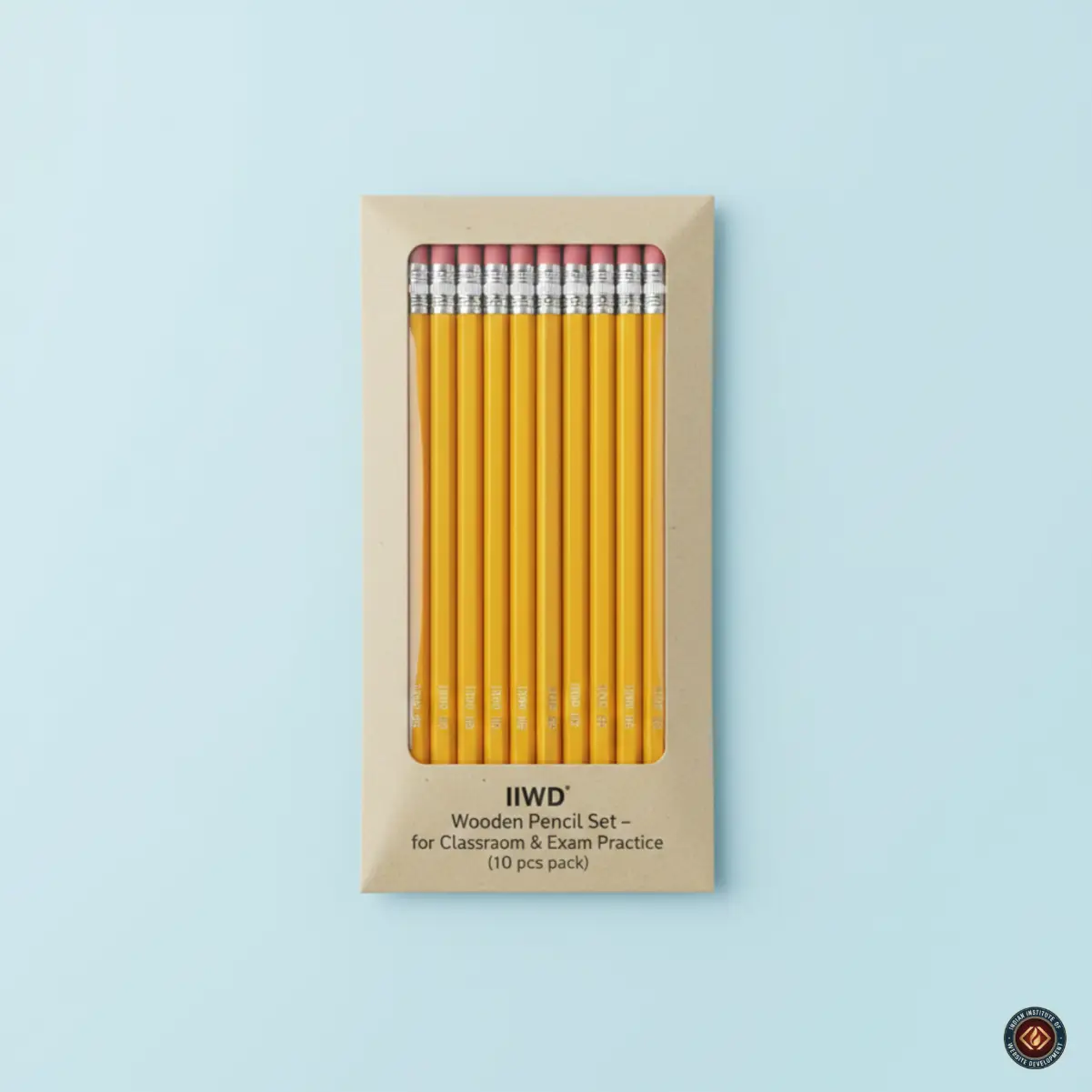 IIWD Wooden Pencil Set for Classroom & Exam Practice | Smooth Writing HB Pencils for Students (10 pcs pack)